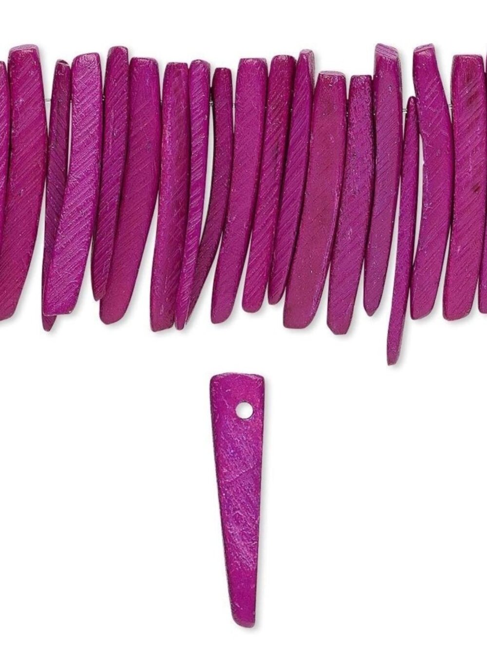 Philippines Coconut Palm Wood Light Purple 25x4mm Dagger Stick Beads 20 pcs